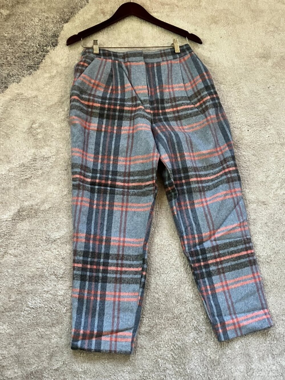 ASOS CROPPED BARREL LEG PLAID TROUSER